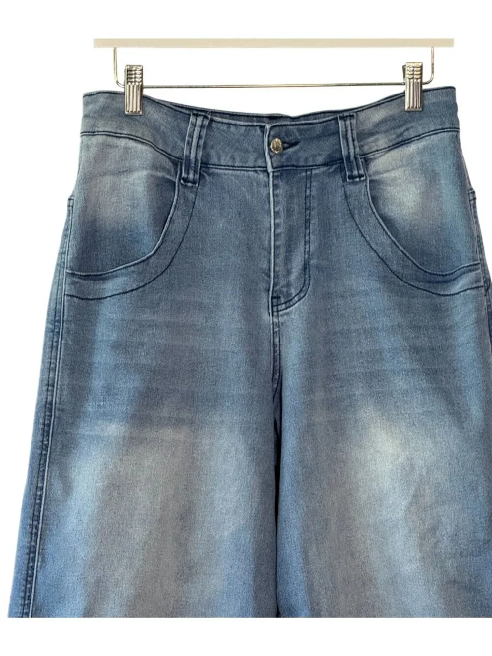 7th & Hudson Wide Leg Jeans Size 9 High Rise Blue Stretch Denim Wide Leg - Picture 2 of 10